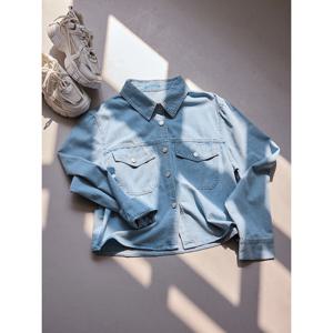 [커스텀에이블]크롭 포켓 데님 셔츠_T2604BL052A