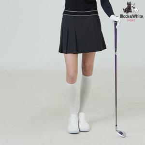 [블랙앤화이트]여성 언발란스 플리츠 밴딩 스커트 4006LAWP_BLACK