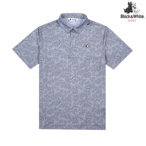 [블랙앤화이트]남성 도트 플라워 패턴 프린트 티셔츠 9716GAPP_GREY