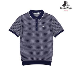 [블랙앤화이트]남성 스카시 조직 폴로 카라 반팔 스웨터 2716GAKC_NAVY