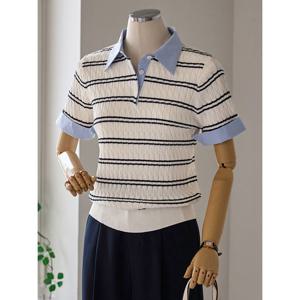 [커스텀에이블]셔츠 배색 스트라이프 니트_T2604KN063B