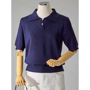 [커스텀에이블]카라 버튼 반팔 니트_T2604KN062B