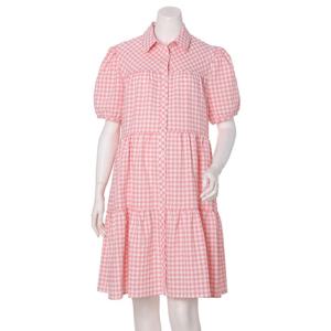 [마더피아]필크 반소매 체크원피스(ROP8030)