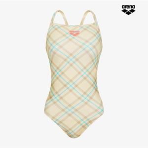 아레나 니팅 체크 원피스 크로스 스트랩백 A5FL1LO12 BEG