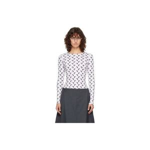 마린세르 티셔츠 화이트 리사이클 문 저지 세컨드 스킨 크루넥 티셔츠 261020F110002