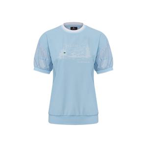 [와이드앵글] 여성 CO 아트웍 소매 우븐 라운드넥 티 WWM26278IC