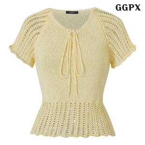 GGPX 썸머 러블리 포인트 펀칭 반팔 니트 (GQBKT002D)