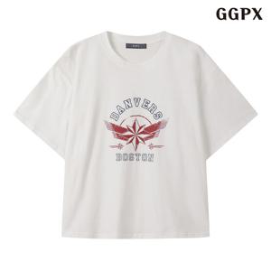 GGPX 빈티지 라운드 프린팅 반팔 티셔츠 (GQBLW008D)