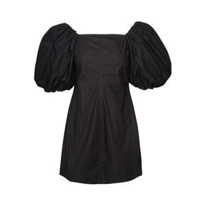 라프리마 가니 블랙 코튼 포플린 퍼프 슬리브 미니 원피스 드레스 F8827 099