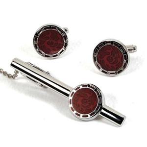 카라빈카 문양 타이핀 커프스set-삼족오 적색