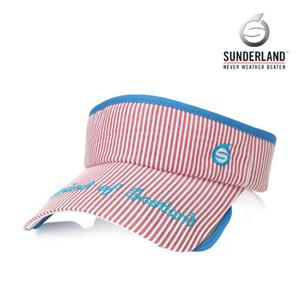 선덜랜드 여성 면소재 로고 스트라이프 슬라이드창 골프모자/썬캡 - 16722CP65