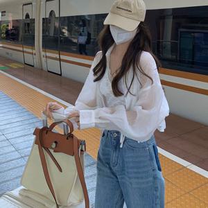 슈팅스타 / 카라넥 루즈핏 얇은 자외선 크롭 긴팔 가디건 639045