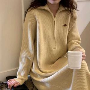 슈팅스타 / 아노락 터틀넥 집업 루즈핏 니트 원피스 951079