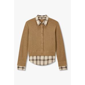 [보브]체크 패치 디테일 니트 가디건7116150105