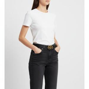 발렌시아가 여성 BB 로고 씬 벨트 (581690 1CH04 1000 24S)