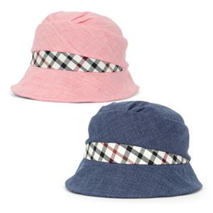 체크 배색 린넨 벙거지 DK15WBK002