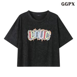 GGPX 레인보우 자수 라운넥 반팔 티셔츠 (GQBLW011D)