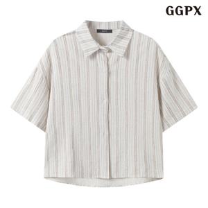 GGPX 데일리 카라 루즈핏 스트라이프 반팔 셔츠 (GQBBA005D)