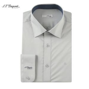 (S.T듀퐁)24년 SS 신상 슬림핏 카라 배색 스트레치 솔리드 긴팔 셔츠 -SE4SM21LS364SGY(그레이)