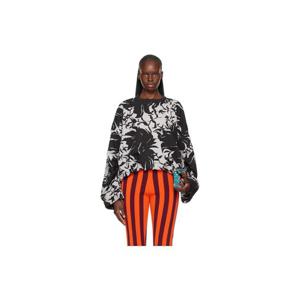 드리스반노튼 맨투맨 그레이   블랙 드레이핑 스웨트셔츠 261358F098006