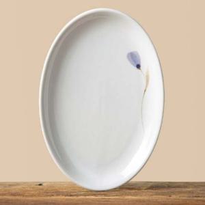 이천도자기 청꽃고백자 타원 접시 3호 25.5cm 식기 도자기그릇
