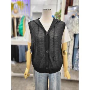 밸리걸 세이브존01 봄 여름 후드넥 버튼업 니트 베스트 826050