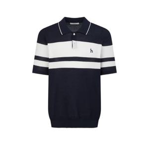 헤지스  26SS  남성 로고자수 면혼방 반팔 카라 니트 HZSW6B564N2