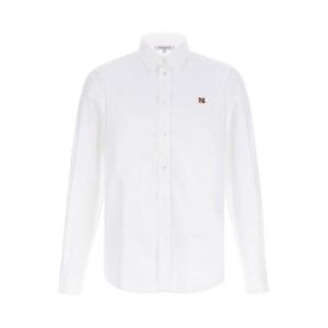 라프리마 메종키츠네 폭스 헤드 자수 캐주얼 셔츠 엠브로이 MM00408WC5012 P100