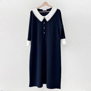 [강물처럼]빅사이즈원피스 X432L603 진주버튼레이스원피스 BS (4