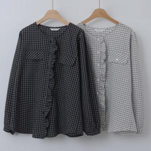 [강물처럼]빅사이즈블라우스 X421L603 체크프릴줄블라우스 LY (4