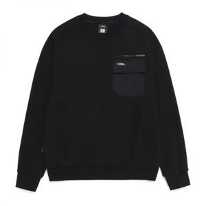 내셔널지오그래픽 N261USW050 가슴포켓 세미오버핏 하이브리드 맨투맨 BLACK 449126