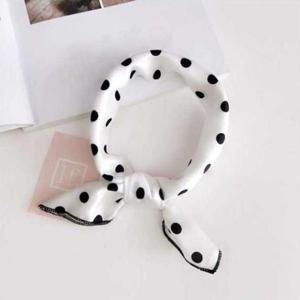 쁘띠스카프 깜찍한 여성 실크 쁘띠 스카프 화이트땡땡이