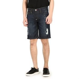 필립플레인 남성 헥사곤 스컬 로고 데님 반바지 HM525272