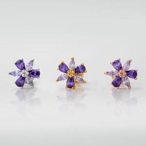 데일리피어싱 써지컬 핀 큐빅 피어싱 퍼플라워 3종 택1