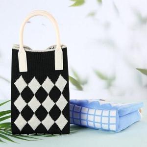 [패션] 니트 다이아몬드 토트크로스백 여성 캐주얼 미니백