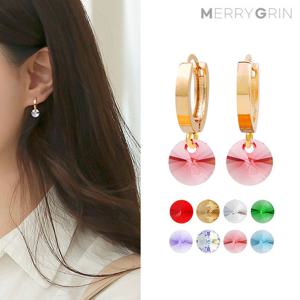 [메리그린] 크리스탈 심플 원터치 귀걸이 14K 골드핀 골드