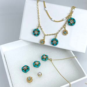 [폭스타일] [귀걸이+팔찌+목걸이][핸드메이드] 블루 가든 세트