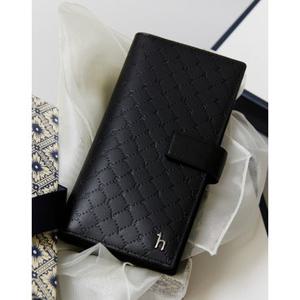 헤지스 액세서리 남성 24FW 스테디셀러블랙 이니셜패턴 소가죽 핸드폰케이스 WUHO4F308BK