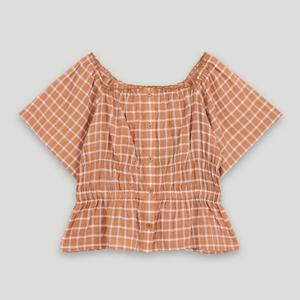 [코데즈컴바인] 스퀘어넥 체크 블라우스 (CKB-BL508W6)