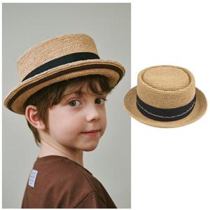 빈2 BY32AH01BG 아동 남여공용 네이비 리본 밀짚모자 초등