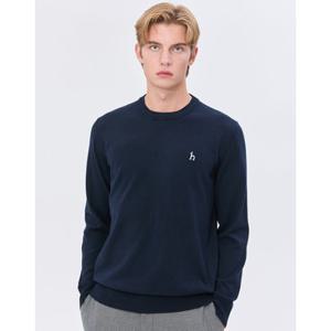 헤지스 남성 24FW 반값세일스테디셀러 네이비 단색 울혼방 니트 WHSW4C302N2