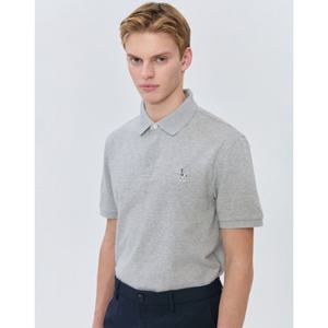 헤지스 남성 25SS 스테디셀러 그레이 멜란지 면 반팔카라티셔츠 WHTS5B402G2