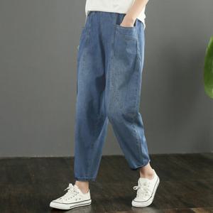 [페이릿] [55~77size]  여성 데일리 배기핏 밴딩 데님 팬츠