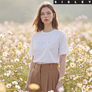 시슬리 26SS 여성 플라워 아플리케 티블라우스
