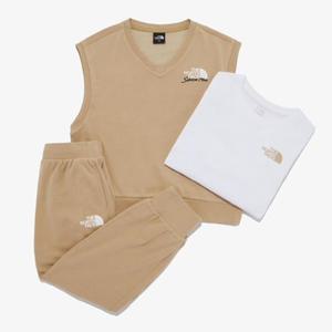 노스페이스키즈 NM5MR02T 베이지 코지 캠프 3PCS 세트 베스트셋업