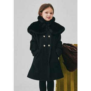 여아 BZ64CT01BK 블랙 퍼 케이프 울 코트 PG