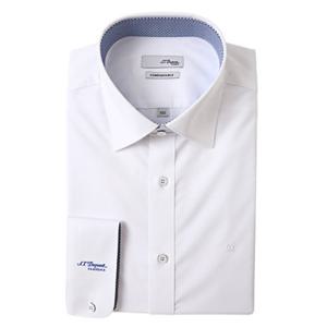 듀퐁셔츠 25 F W SE5FM22LS924SWH 구김 적은 화이트 솔리드 카라배색 슬림핏 스트레치 긴팔 셔츠