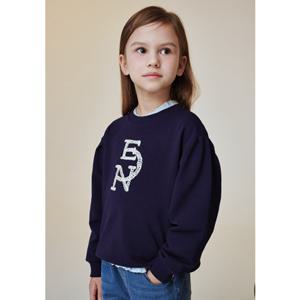 아동 네이비 로고 자수장식 맨투맨 티셔츠 BA12TS02NV PG