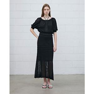 [에고이스트] ER3KS760 스카시 밑단 매쉬 조직 니트 스커트 (25년 가을)