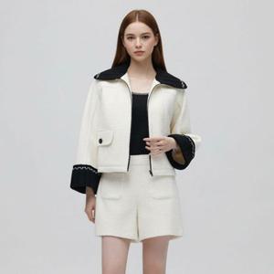 [에고이스트] ES1WJ160 밑단 스트링 A라인 트위드 자켓 (26년 봄)